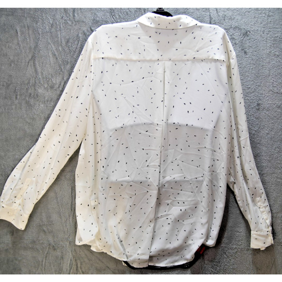 Apt. 9 Essentials White Black Dot Button-Up Blouse XL Long Sleeve Office - Picture 8 of 9